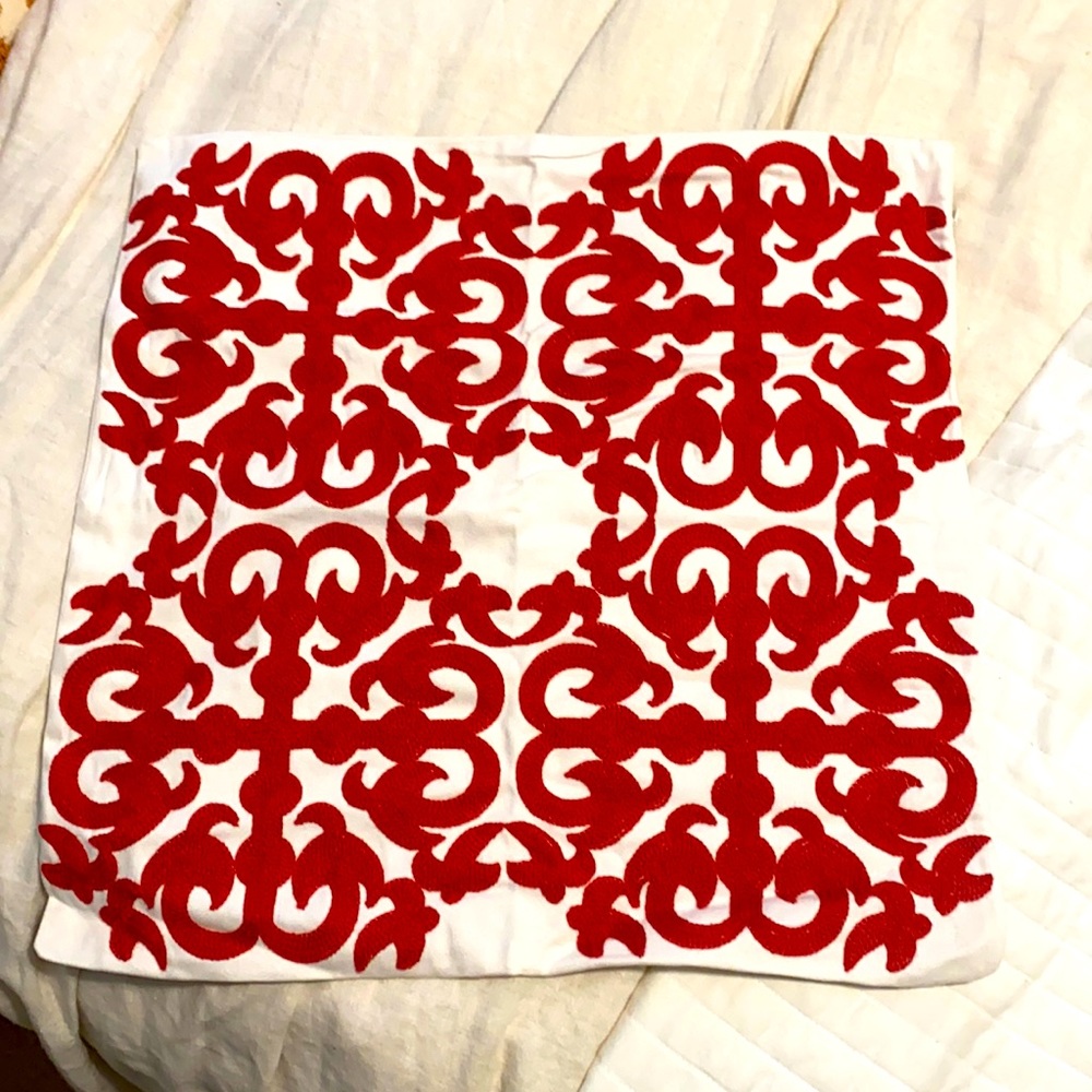 Red and white pillow cover